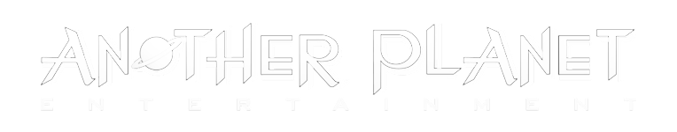 Logo for Another Planet Entertainment with stylized text and a planet icon replacing the letter O.